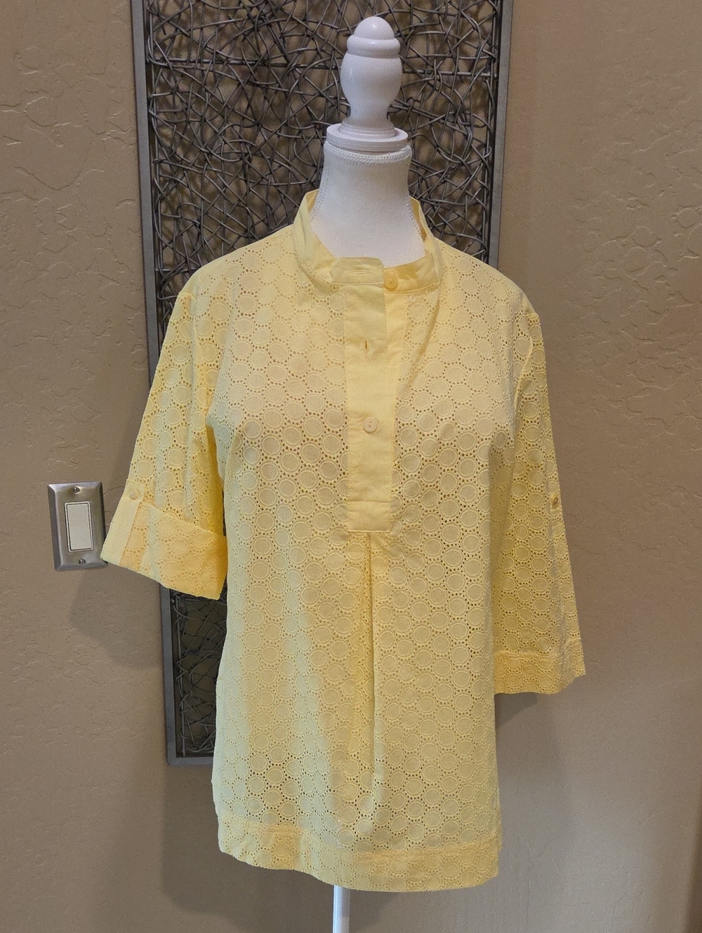 Coldwater Creek Circle Eyelet Tunic Top In Yellow